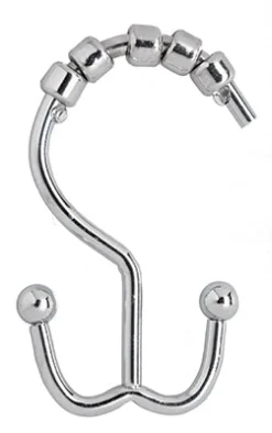 Shower Curtain Hooks, Dual 3 Shower Curtain Hooks, Dual -Kitchen Product Store Annex chrome