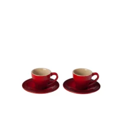 Le Creuset Espresso Cups & Saucers, Cerise