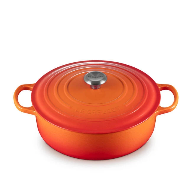 Le Creuset Shallow Round Oven, Flame Enameled Cast Iron 1 Le Creuset Shallow Round Oven, Flame Enameled Cast Iron
